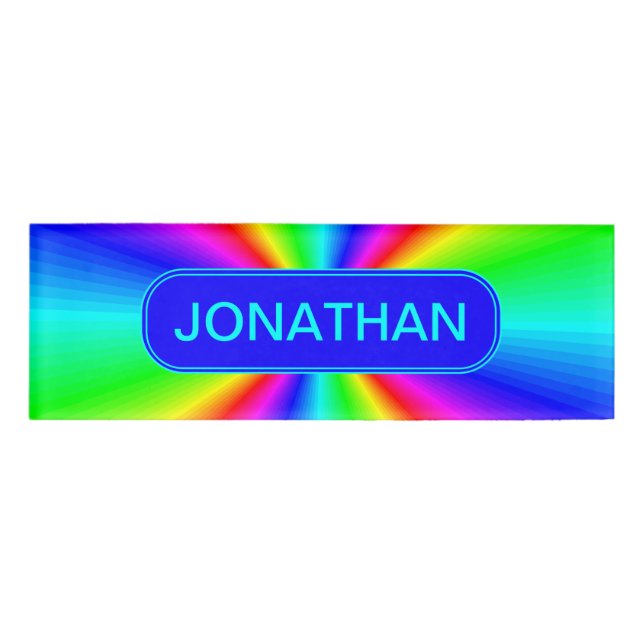 Colourful Bright Rainbow Personalise .. Name Tag (Front)