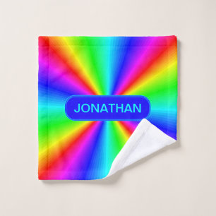 Colourful Bright Rainbow Personalised Wash Cloth
