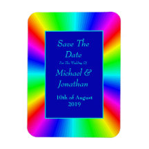 Colourful Bright Rainbow Wedding Save The Date