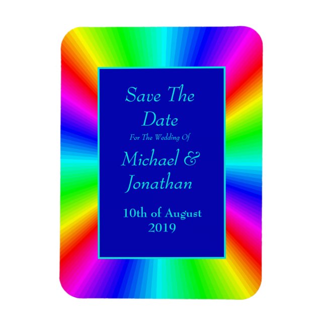 Colourful Bright Rainbow Wedding Save The Date Magnet (Vertical)