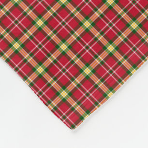 Colourful Bright Red and Green Christmas Plaid Fleece Blanket