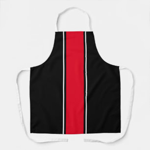 Colourful Bright Red Centre Stripe Black Backgroun Apron