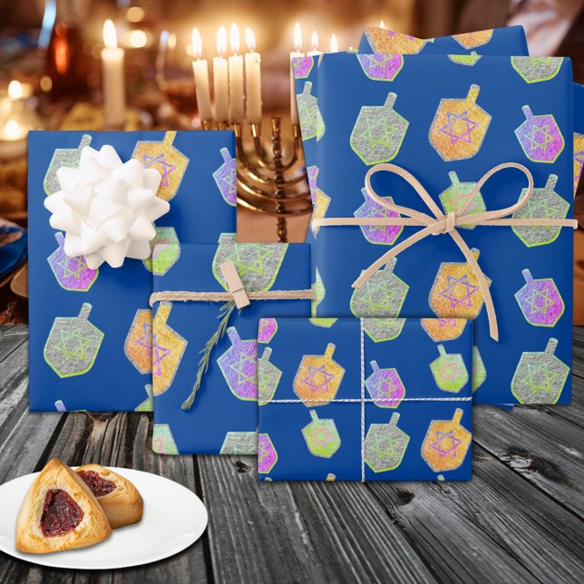 Colourful Bright Spinning Star Dreidels Hanukkah Wrapping Paper Sheet (Colorful Bright Spinning Star Dreidels Hanukkah Wrapping Paper Sheets)