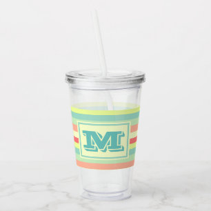 Colourful Bright Stripes Modern Monogram Acrylic Tumbler