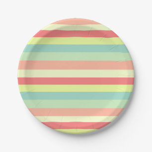 Colourful Bright Stripes Paper Plate
