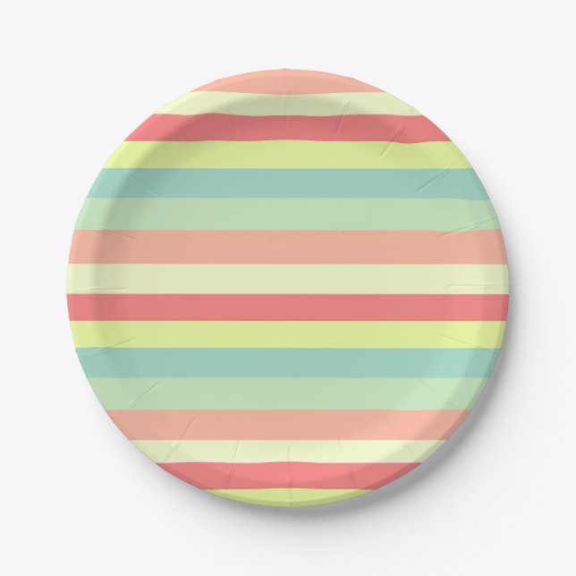Colourful Bright Stripes Paper Plate (Front)