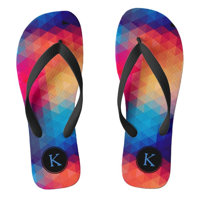 Colourful Bright Tones Modern Geometric Pattern Thongs (Footbed)