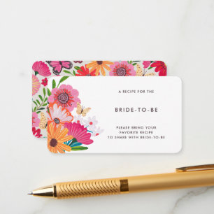 Colourful Bright Wildflower Bridal Share A Recipe Enclosure Card