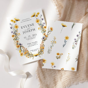 Colourful Bright Wildflower Floral Wreath Wedding Invitation