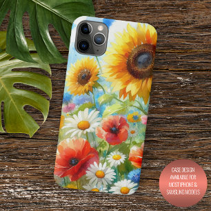 Colourful Bright Wildflowers Floral Watercolor Art