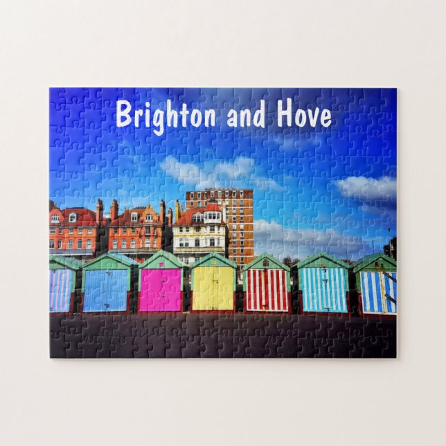 Colourful Brighton and Hove Summer Beach Huts Jigsaw Puzzle (Horizontal)