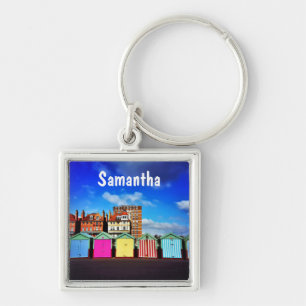 Colourful Brighton and Hove Summer Beach Huts Key Ring