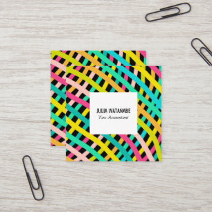 Colourful Brights Minimalist Basketweave Handmade Square Business Card