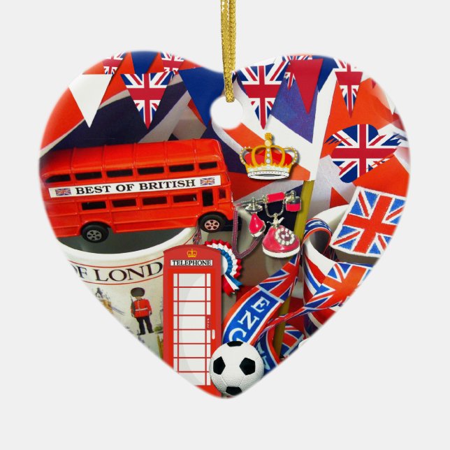 Colourful British Souvenirs Ceramic Ornament (Front)