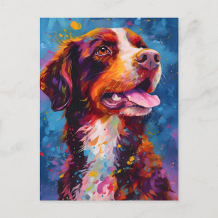 Colourful Brittany dog Postcard
