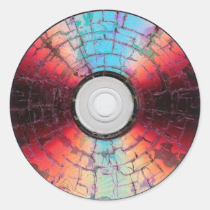 Colourful Broken CD  Disc Design Classic Round Sticker