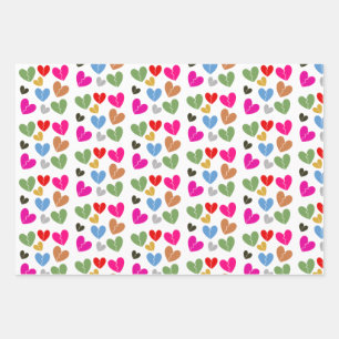Colourful broken hearts: Love & Emotion Design  Wrapping Paper Sheet