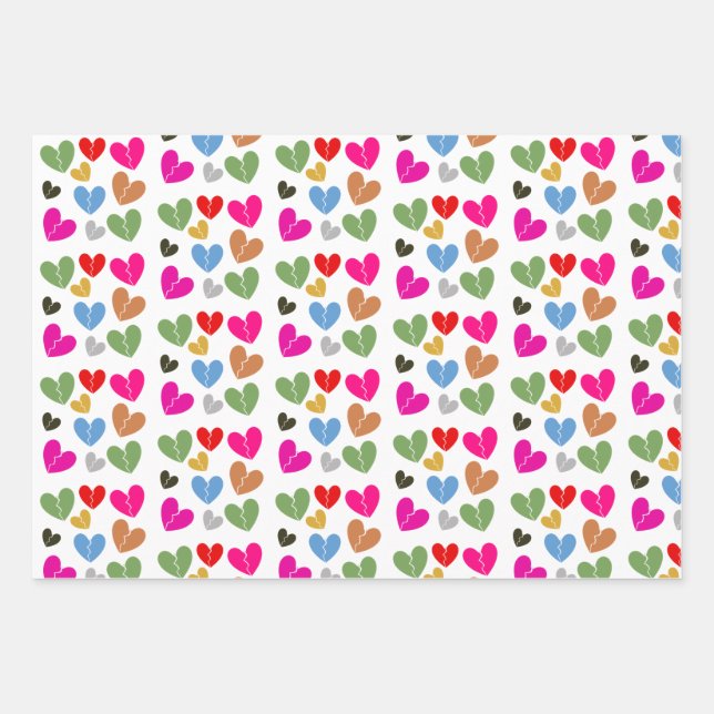 Colourful broken hearts: Love & Emotion Design  Wrapping Paper Sheet (Front)