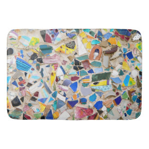 Colourful broken pottery wall picture very unusual bath mat
