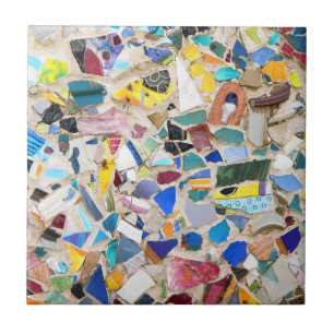 Colourful broken pottery wall picture very unusual ceramic tile
