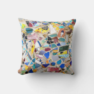 Colourful broken pottery wall picture very unusual cushion