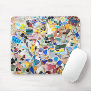 Colourful broken pottery wall picture very unusual mouse pad