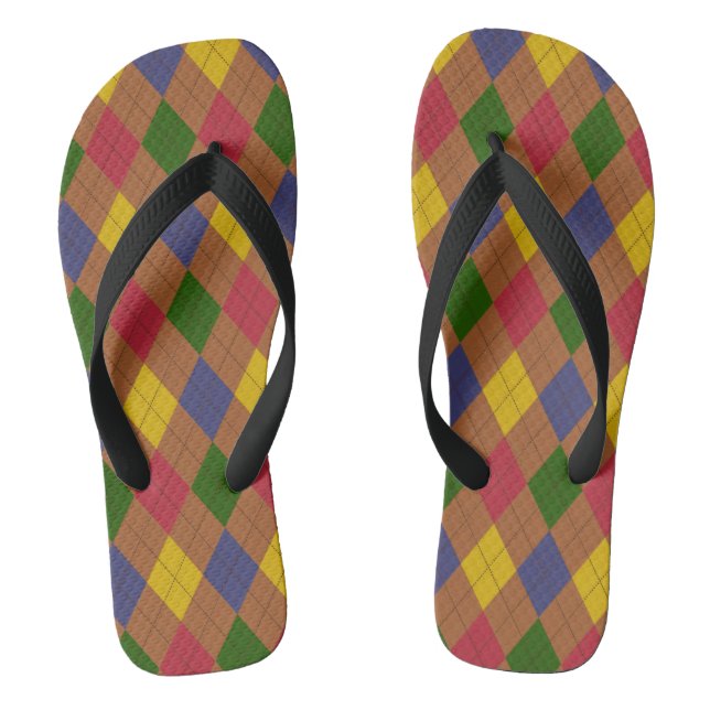Colourful Brown Argyle Thongs (Footbed)