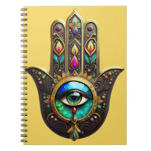 Colourful Brown Gold Hamsa Rainbow Colour Third Ey Notebook