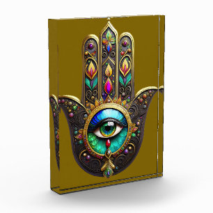 Colourful Brown Gold Hamsa Rainbow Colour Third Ey Photo Block