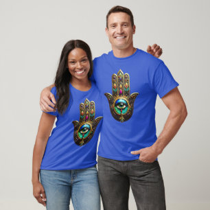 Colourful Brown Gold Hamsa Rainbow Colour Third Ey T-Shirt