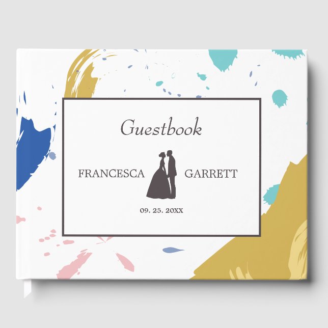 Colourful Brush Stroke & Illustration Guest Book (Front)