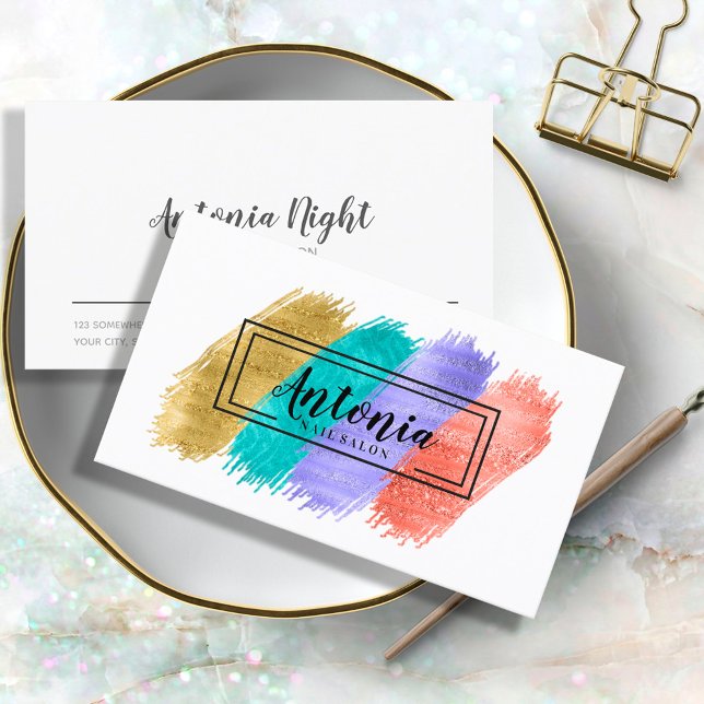 Colourful Brush Strokes and Black Frame ID450 Business Card (Creator Uploaded)