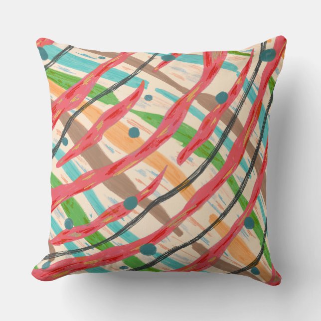 Colourful brush strokes cushion (Front)