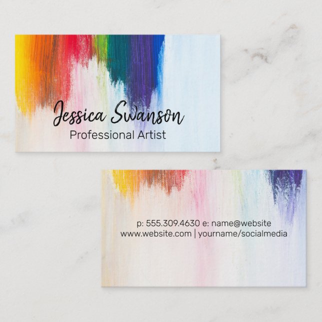Colourful | Brush Strokes | Modern Artist Business Card (Front/Back)