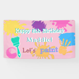 Colourful Brush Strokes paint party banner - Small