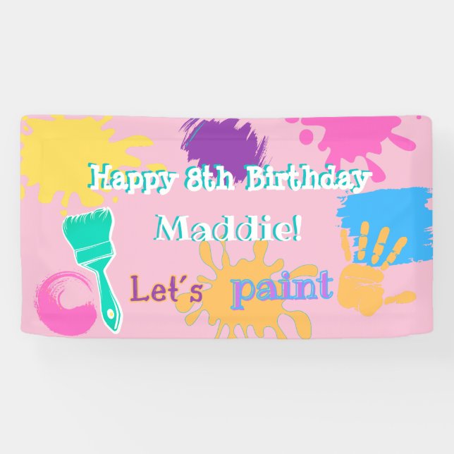 Colourful Brush Strokes paint party banner - Small (Horizontal)