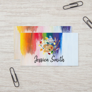 Colourful   Brush Strokes   Paints and Palette Business Card