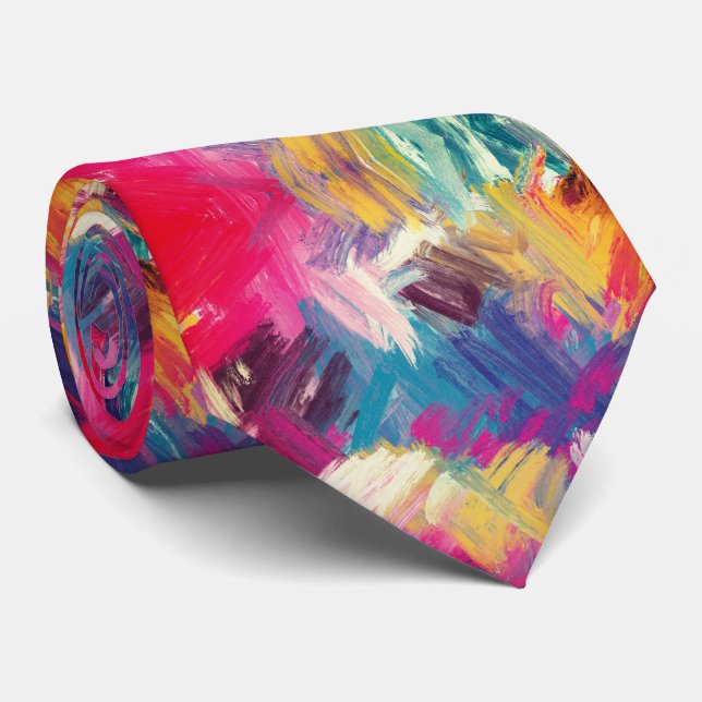 Colourful Brush Strokes Tie (Rolled)