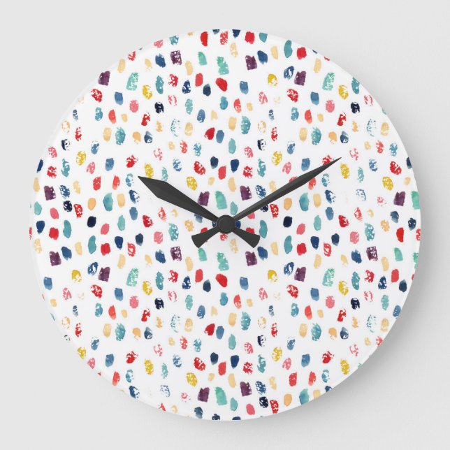 Colourful Brush Strokes: Watercolor Seamless. Large Clock (Front)