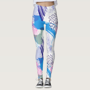 Colourful brushstroke abstract pattern leggings
