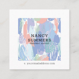 Colourful brushstrokes  & scribbles pattern square business card