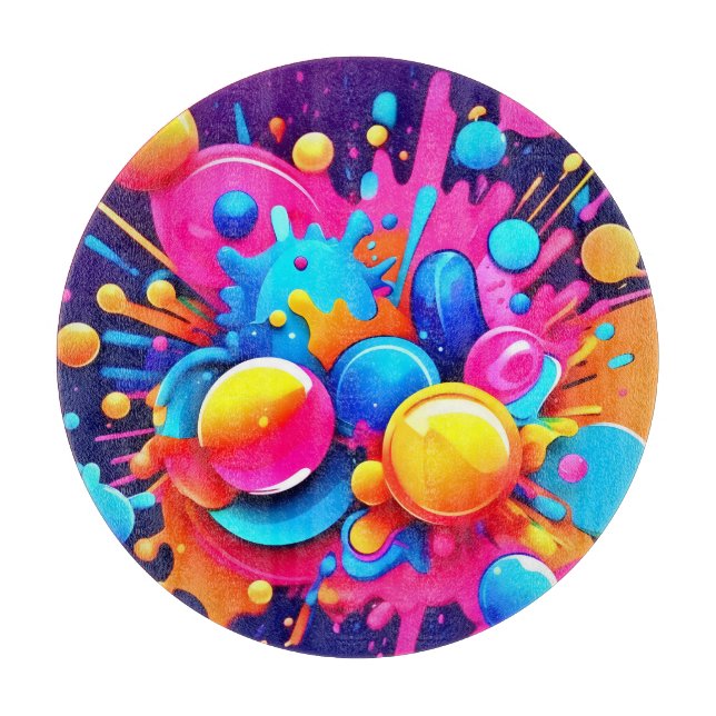 Colourful Bubble Blast Cutting Board (Front)