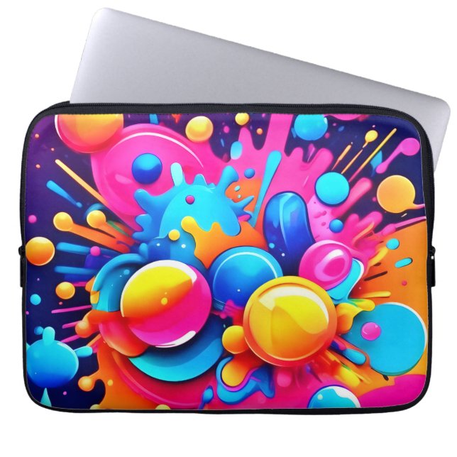 Colourful Bubble Blast Laptop Sleeve (Front)