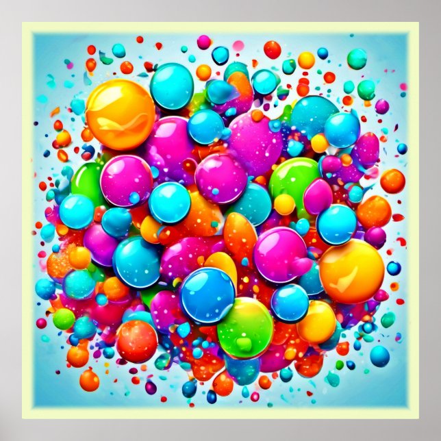 Colourful Bubble Explosion Poster (Front)