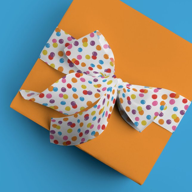 Colourful Bubble Gum Pattern Satin Ribbon (Colorful rainbow bubble gum candy ribbon)