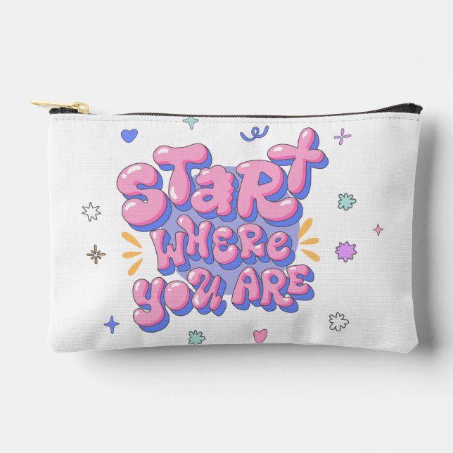 Colourful Bubble Letter Quote Accessory Pouch (Front)