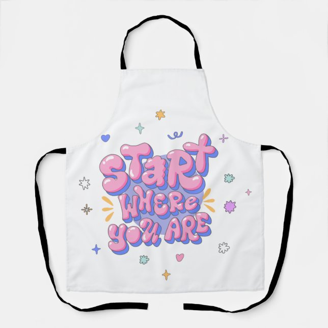 Colourful Bubble Letter Quote Apron (Front)