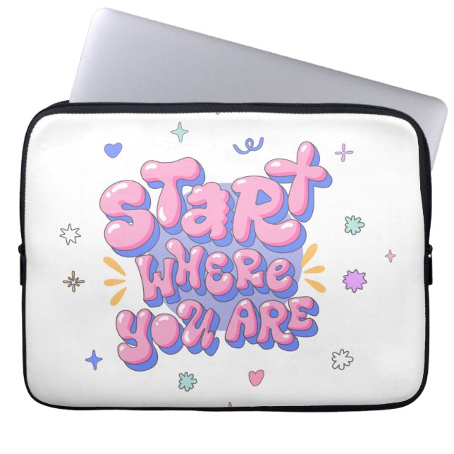 Colourful Bubble Letter Quote Laptop Sleeve (Front)