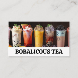 Colourful Bubble Tea Drinks with Pearls Business Card