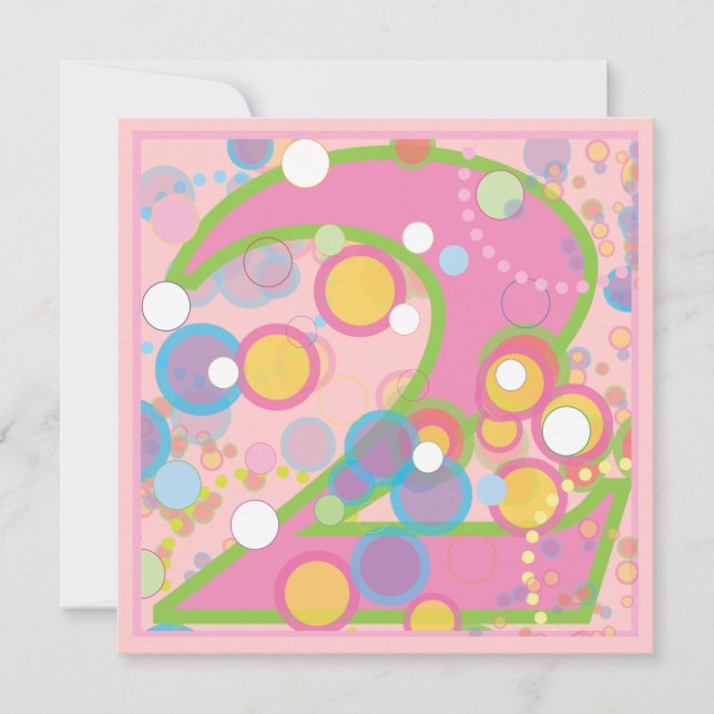 Colourful Bubbles 2nd Birthday Party Invitation (Front)